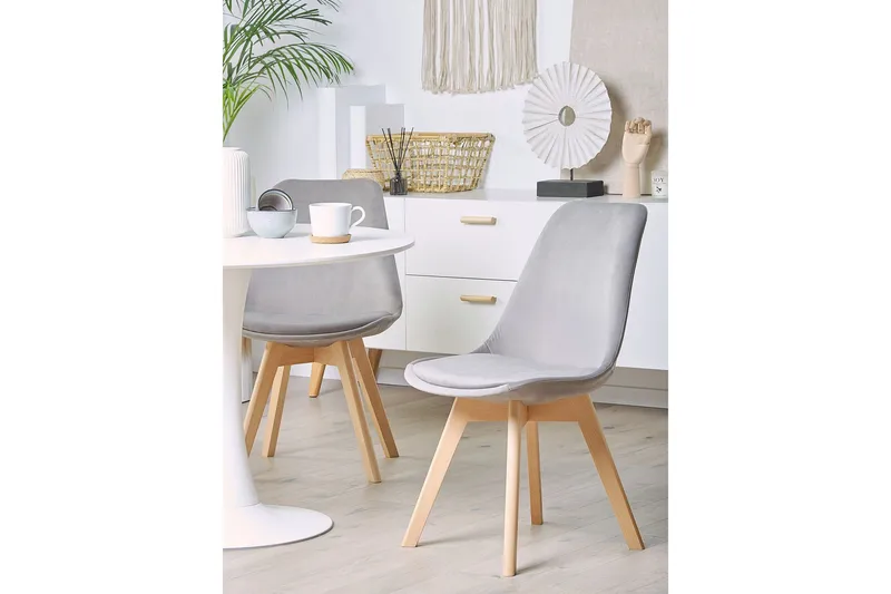 Tulunda II Sammetsstol 2-pack - Grå - Möbler - Fåtölj & stolar - Matstol & köksstol