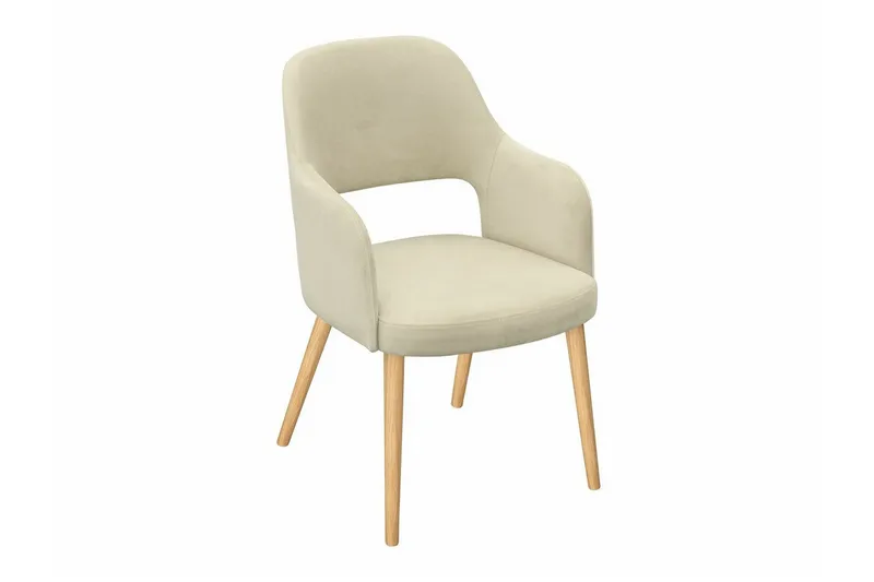Uptown Matstol i Tyg med Träben, Ljusbeige