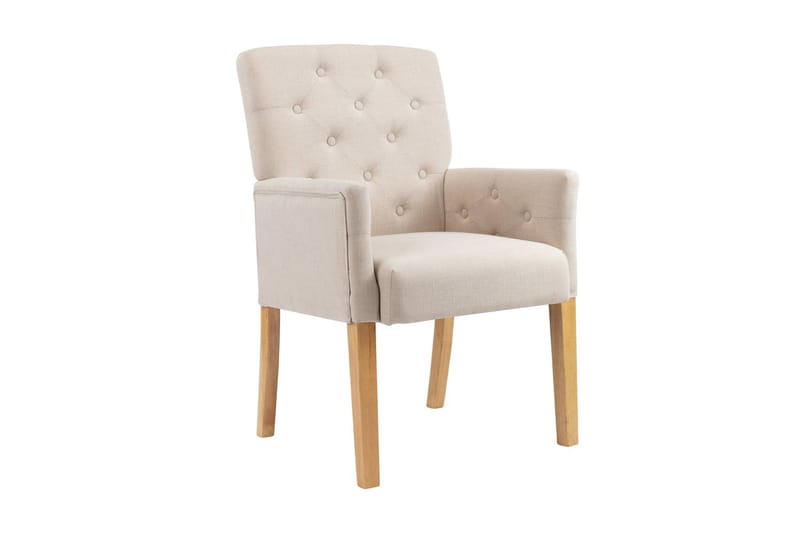 Matstolar med armstöd 6 st beige tyg - Karmstol - Matstol & köksstol