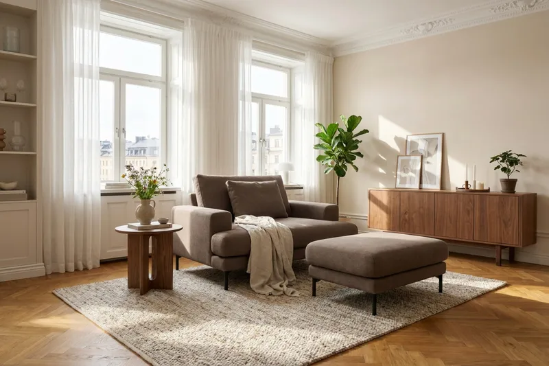 Menard Premium Fåtölj i Tyg - Brun - Möbler - Fåtölj & stolar - Fåtölj