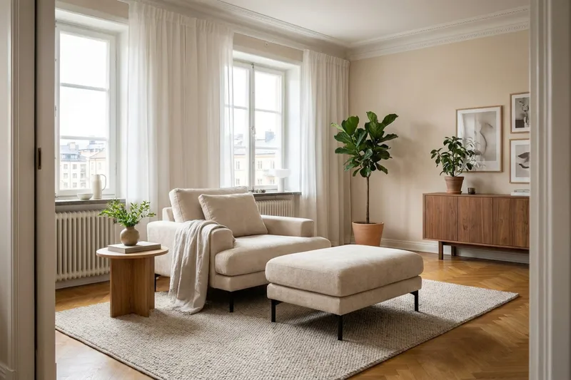 Menard Premium Fåtölj i Chenille - Beige - Möbler - Fåtölj & stolar - Fåtölj