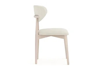 Molly Matstol i trä med tygsits - Whitewash/Beige - Möbler - Fåtölj & stolar - Matstol & köksstol