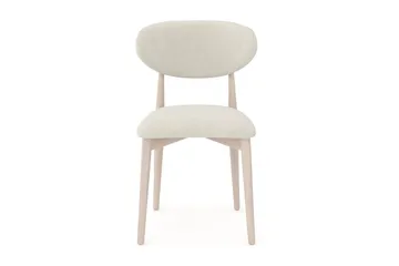 Molly Matstol i trä med tygsits - Whitewash/Beige - Möbler - Fåtölj & stolar - Matstol & köksstol