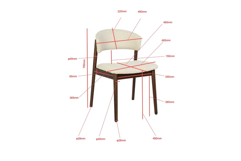 Nala Matstol i trä med tygsits - Valnöt/Beige - Möbler - Fåtölj & stolar - Matstol & köksstol