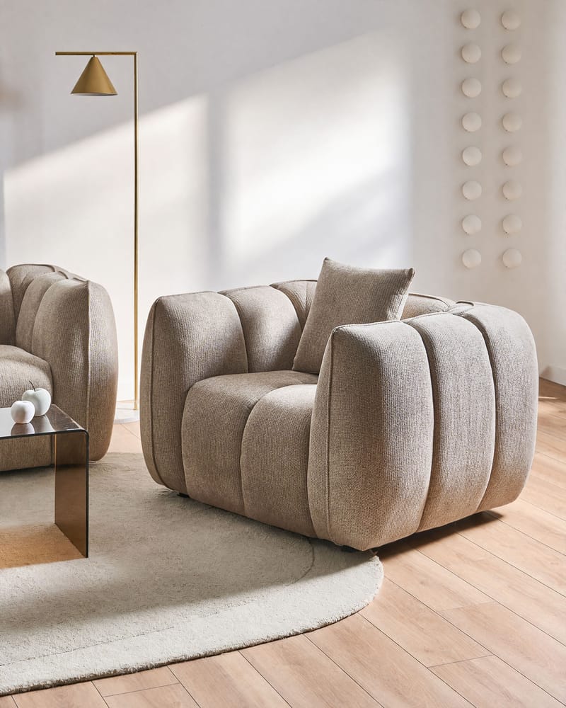 Ness Modern Fåtölj i Tyg - Taupe - Möbler - Fåtölj & stolar - Fåtölj