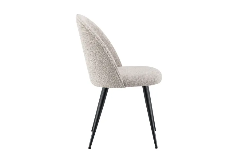 Nibe Plus Matstol & Köksstol i Bouclé med Svarta Metallben - Beige bouclé|Svart - Möbler - Fåtölj & stolar - Matstol & köksstol
