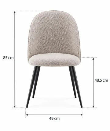 Nibe Plus Matstol & Köksstol i Bouclé med Svarta Metallben - Beige bouclé|Svart - Möbler - Fåtölj & stolar - Matstol & köksstol