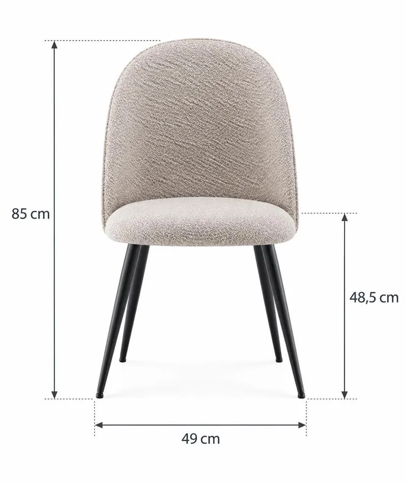 Nibe Plus Matstol & Köksstol i Bouclé med Svarta Metallben - Beige bouclé|Svart - Möbler - Fåtölj & stolar - Matstol & köksstol