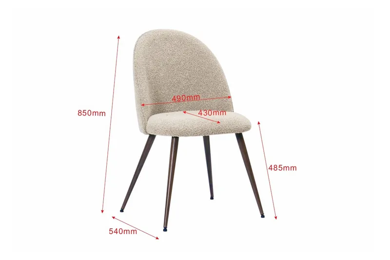 Nibe Plus Matstol - Greige Bouclé / Metallben Valnöt - Möbler - Fåtölj & stolar - Matstol & köksstol