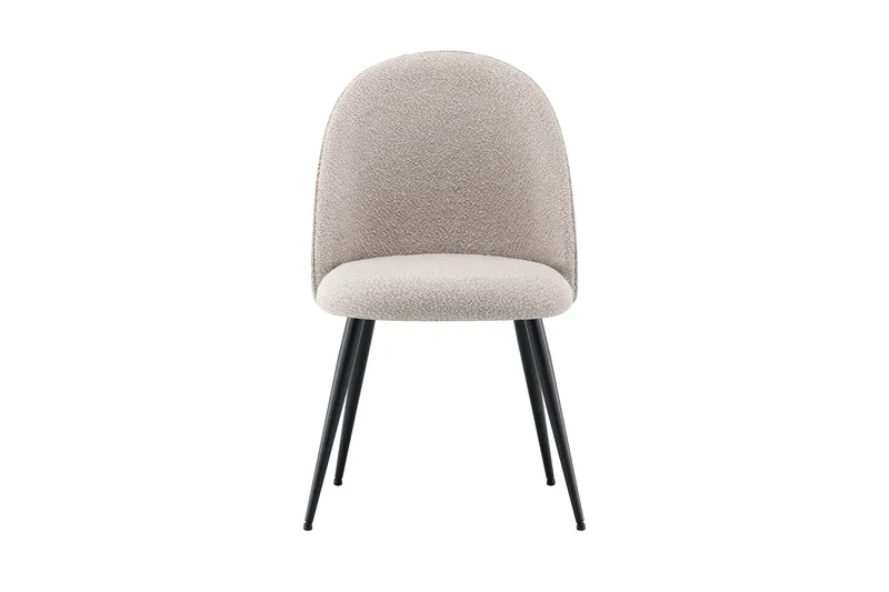 Nibe Plus Matstol & Köksstol i Bouclé med Svarta Metallben - Beige bouclé|Svart - Möbler - Fåtölj & stolar - Matstol & köksstol