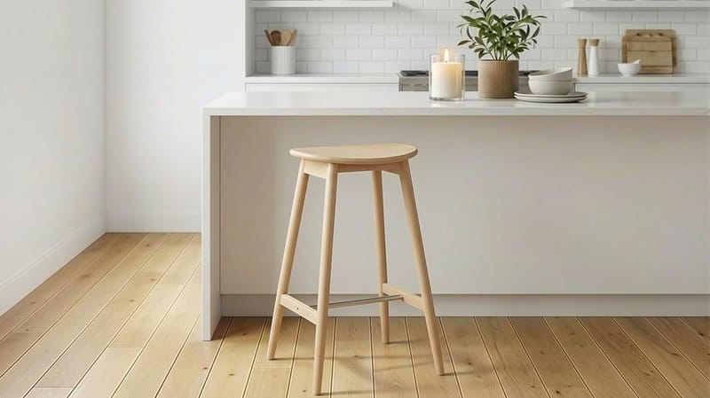 Norden Barstol i trä – barstol utan rygg för kök & bar - Whitewash - Möbler - Fåtölj & stolar - Barstol & barpall