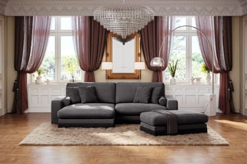 Adelsö by Gynning Rektangulär Fotpall i Sammet - Mörkgrå - Möbler - Fåtölj & stolar - Pall & puff - Fotpallar