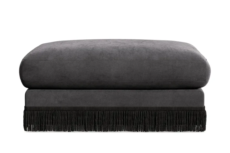 Adelsö by Gynning Rektangulär Fotpall i Sammet, Mörkgrå