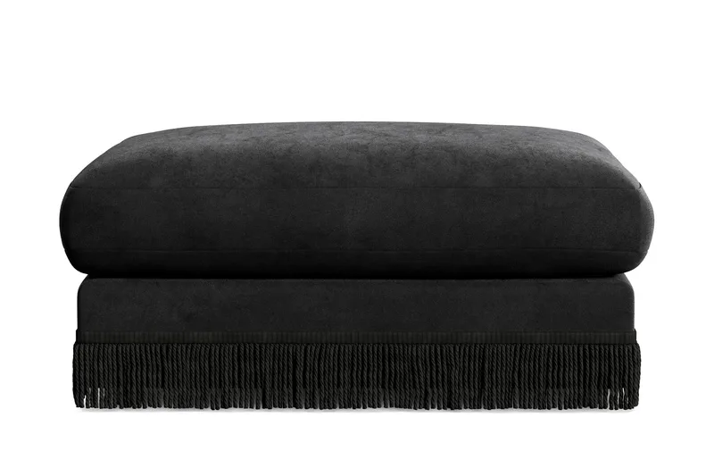 Adelsö by Gynning Rektangulär Fotpall i Sammet, Svart