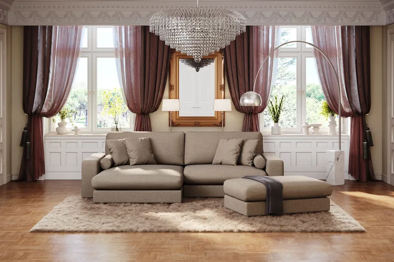 Adelsö by Gynning Rektangulär Fotpall i Tyg - Brun - Möbler - Fåtölj & stolar - Pall & puff - Fotpallar