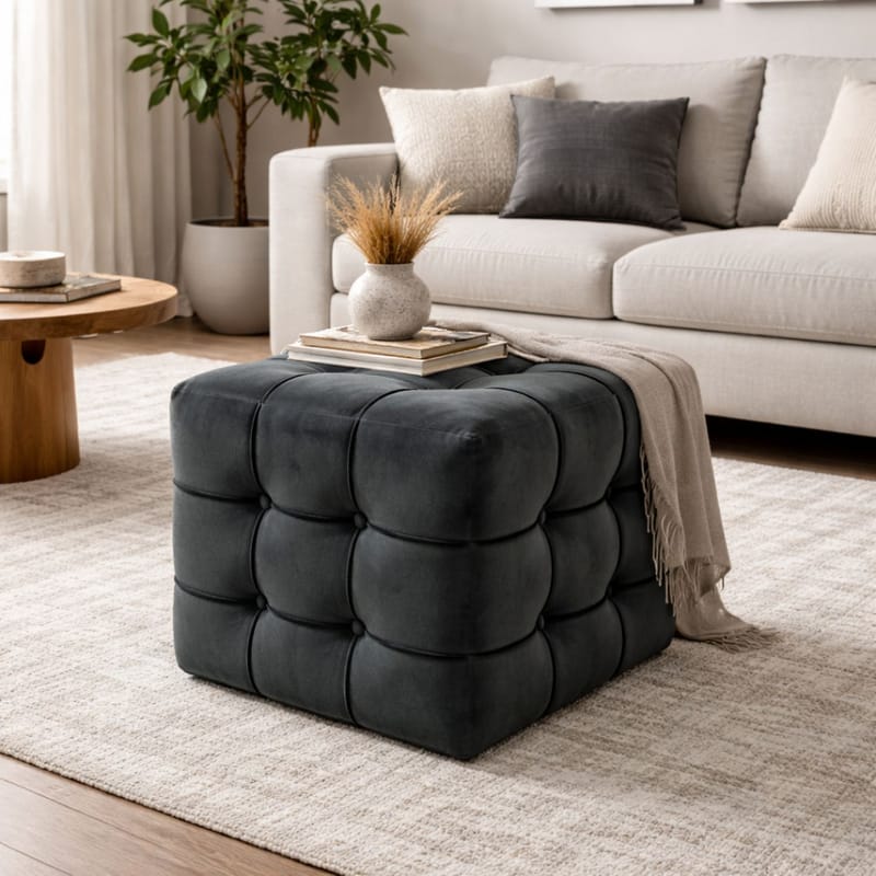 Ameias Sittpuff 42 cm - Grå - Möbler - Fåtölj & stolar - Pall & puff - Sittpuff