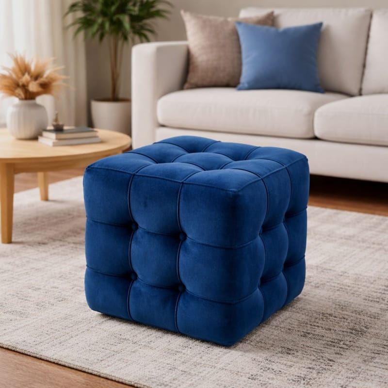 Ameias Sittpuff 42 cm - Marinblå - Möbler - Fåtölj & stolar - Pall & puff - Sittpuff