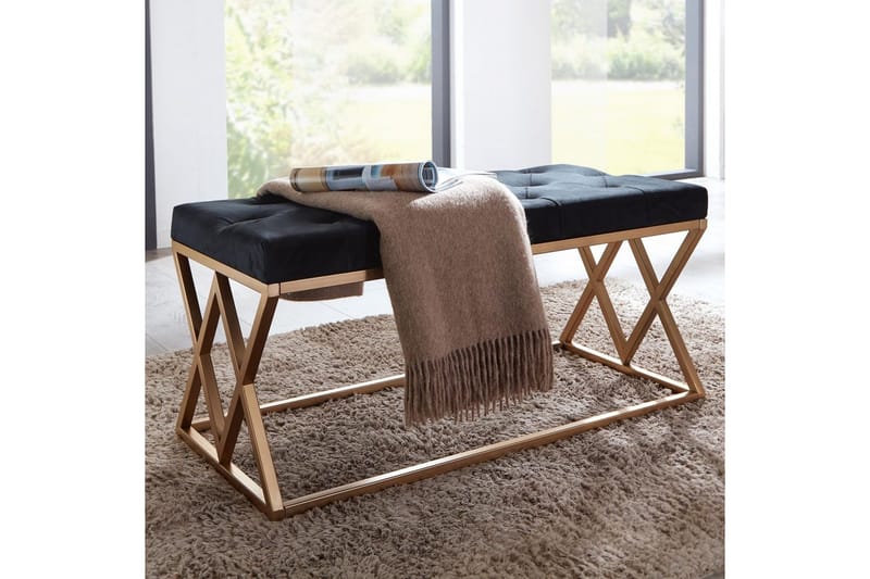 Bänk Wohnling klädd Chesterfield-utseende med sammetsklädsel dubbelsäng - dubbelsäng - Möbler - Fåtölj & stolar - Pall & puff - Fotpallar