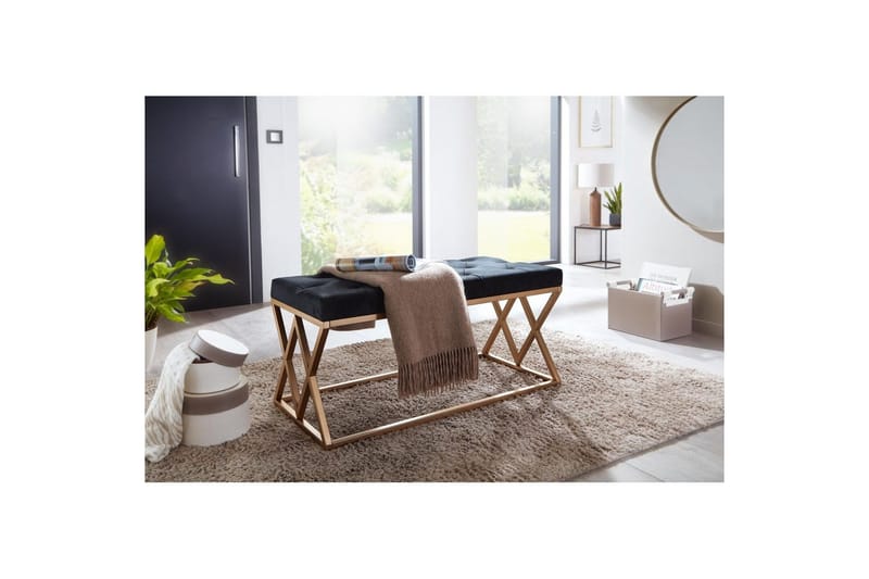 Bänk Wohnling klädd Chesterfield-utseende med sammetsklädsel dubbelsäng - dubbelsäng - Möbler - Fåtölj & stolar - Pall & puff - Fotpallar