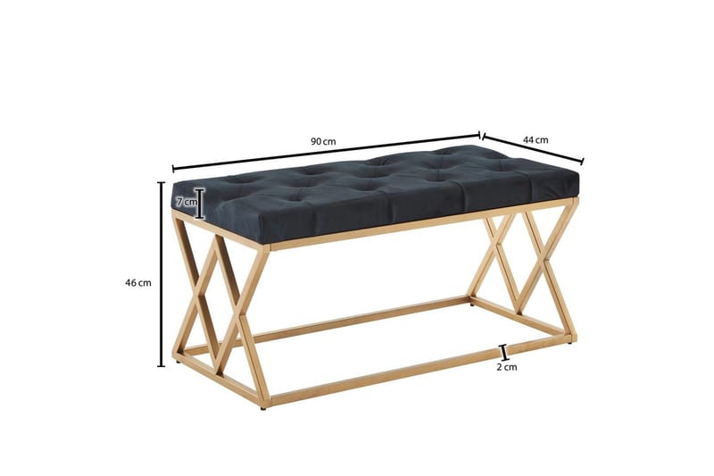 Bänk Wohnling klädd Chesterfield-utseende med sammetsklädsel dubbelsäng - dubbelsäng - Möbler - Fåtölj & stolar - Pall & puff - Fotpallar