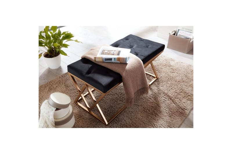 Bänk Wohnling klädd Chesterfield-utseende med sammetsklädsel dubbelsäng - dubbelsäng - Möbler - Fåtölj & stolar - Pall & puff - Fotpallar