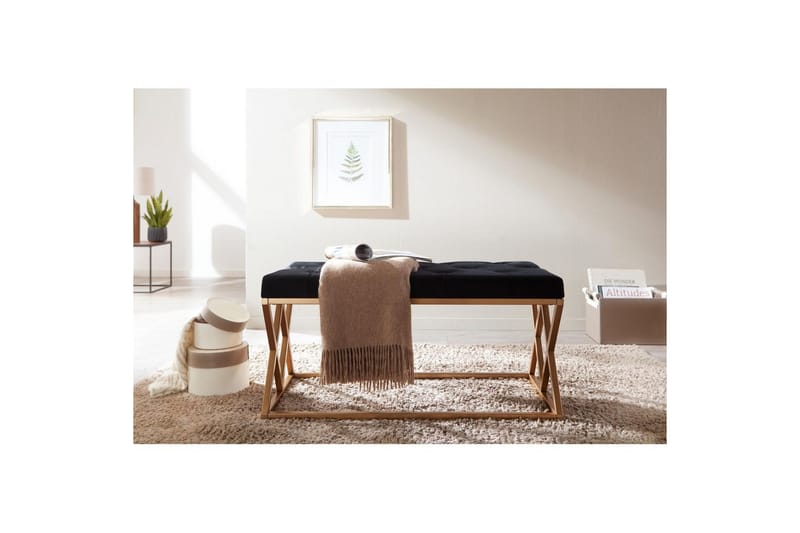 Bänk Wohnling klädd Chesterfield-utseende med sammetsklädsel dubbelsäng - dubbelsäng - Möbler - Fåtölj & stolar - Pall & puff - Fotpallar