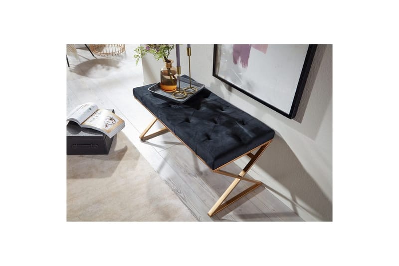 Bänk Wohnling klädd Chesterfield-utseende med sammetsklädsel enkel ram - enkel ram - Möbler - Fåtölj & stolar - Pall & puff - Fotpallar