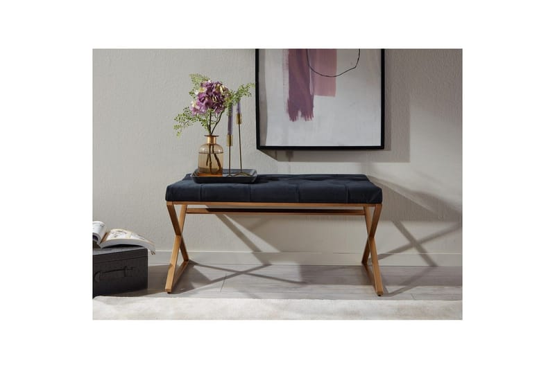 Bänk Wohnling klädd Chesterfield-utseende med sammetsklädsel enkel ram - enkel ram - Möbler - Fåtölj & stolar - Pall & puff - Fotpallar