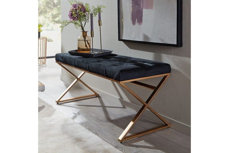 Bänk Wohnling klädd Chesterfield-utseende med sammetsklädsel enkel ram - enkel ram - Möbler - Fåtölj & stolar - Pall & puff - Fotpallar