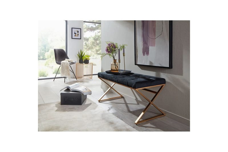 Bänk Wohnling klädd Chesterfield-utseende med sammetsklädsel enkel ram - enkel ram - Möbler - Fåtölj & stolar - Pall & puff - Fotpallar