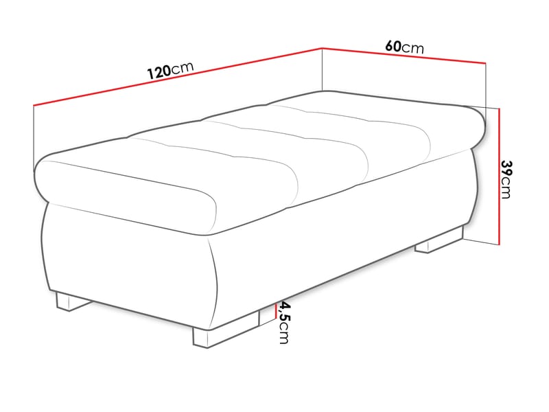 Cerys Fotpall 120 cm - Grå - Möbler - Fåtölj & stolar - Pall & puff - Fotpallar