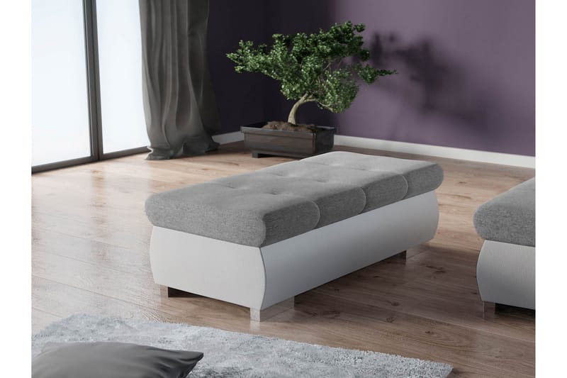 Cerys Fotpall 120 cm - Vit/Grå - Möbler - Fåtölj & stolar - Pall & puff - Fotpallar