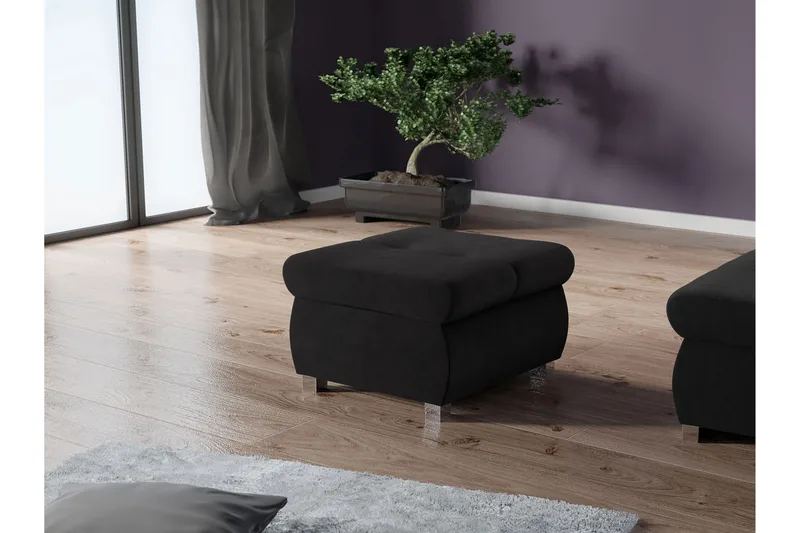 Cerys Fotpall 60 cm - Svart - Möbler - Fåtölj & stolar - Pall & puff - Fotpallar