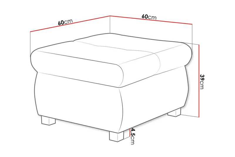 Cerys Fotpall 60 cm - Vit/Grå - Möbler - Fåtölj & stolar - Pall & puff - Fotpallar