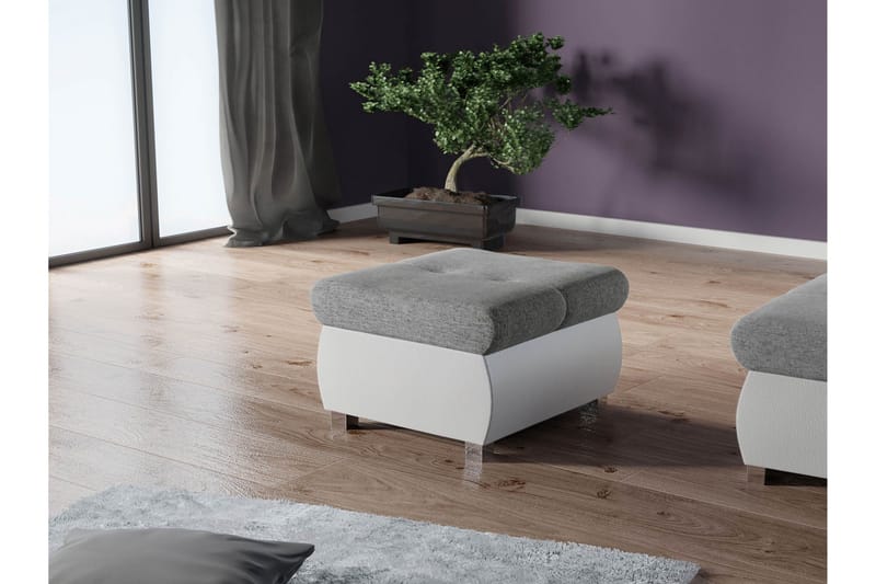 Cerys Fotpall 60 cm - Vit/Grå - Möbler - Fåtölj & stolar - Pall & puff - Fotpallar