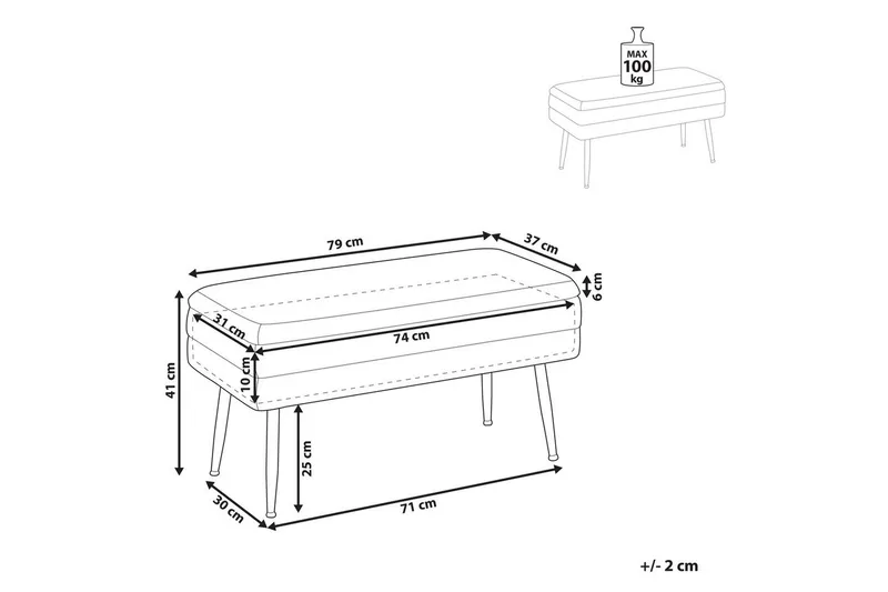 Förvaringsbänk Durham Grå - Grå - Möbler - Fåtölj & stolar - Pall & puff - Fotpallar