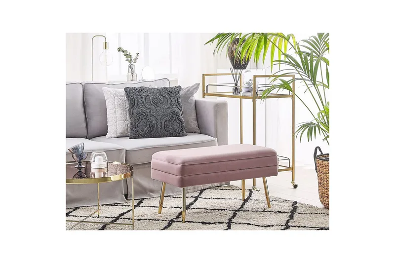Förvaringsbänk Durham Rosa - Rosa - Möbler - Fåtölj & stolar - Pall & puff - Fotpallar