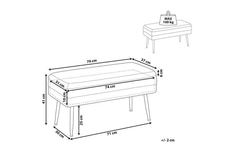 Förvaringsbänk Durham Rosa - Rosa - Möbler - Fåtölj & stolar - Pall & puff - Fotpallar