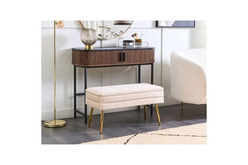 Förvaringsbänk Durham Vitt/guld - Vitt/guld - Möbler - Fåtölj & stolar - Pall & puff - Fotpallar