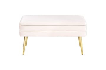 Förvaringsbänk Durham Vitt/guld - Vitt/guld - Möbler - Fåtölj & stolar - Pall & puff - Fotpallar