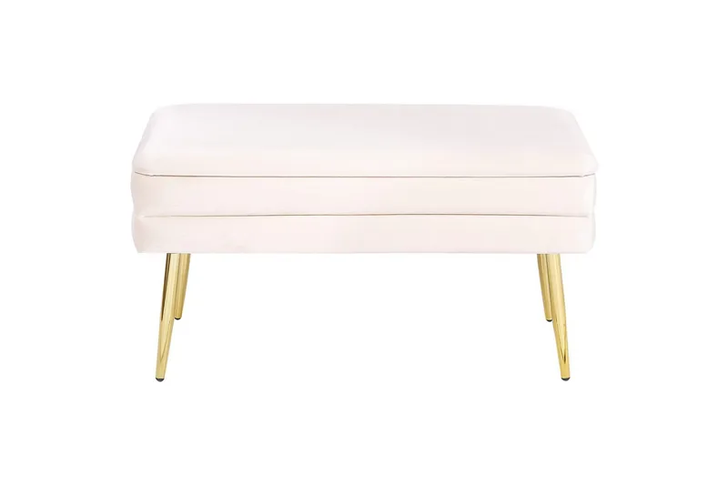 Förvaringsbänk Durham Vitt/guld - Vitt/guld - Möbler - Fåtölj & stolar - Pall & puff - Fotpallar