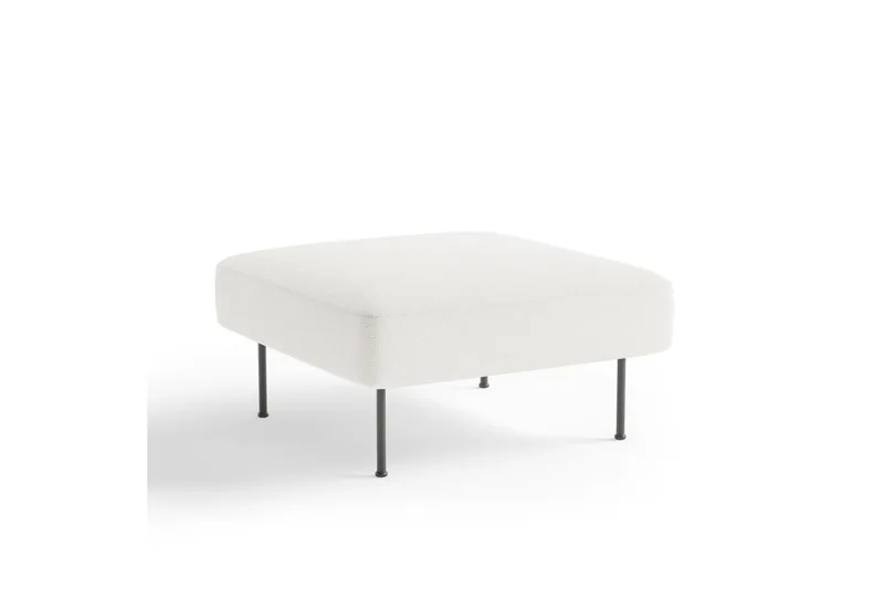 Angele Fotpall 80 cm Kvadratisk, Vit Bouclé