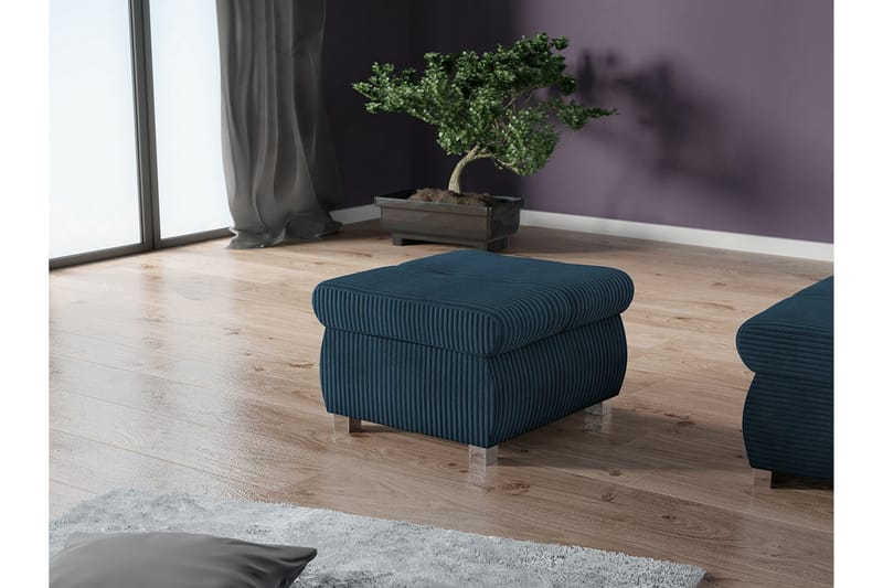 Cerys Fotpall 60 cm - Blå - Möbler - Fåtölj & stolar - Pall & puff - Fotpallar