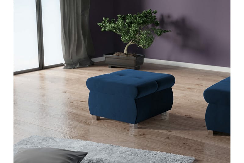 Cerys Fotpall 60 cm - Blå - Möbler - Fåtölj & stolar - Pall & puff - Fotpallar