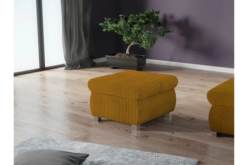 Cerys Fotpall 60 cm - Gul - Möbler - Fåtölj & stolar - Pall & puff - Fotpallar