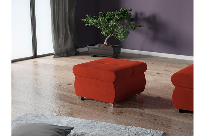 Cerys Fotpall 60 cm - Röd - Möbler - Fåtölj & stolar - Pall & puff - Fotpallar