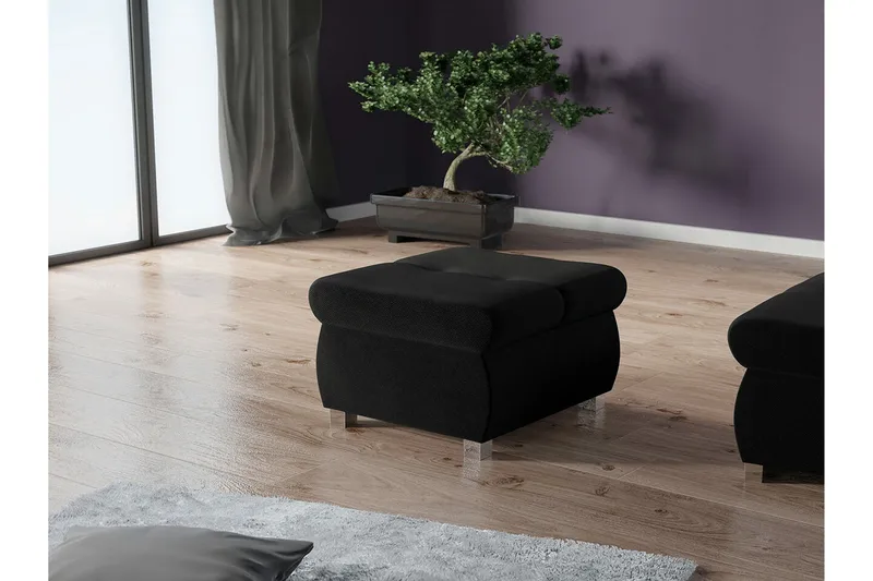 Cerys Fotpall 60 cm - Svart - Möbler - Fåtölj & stolar - Pall & puff - Fotpallar