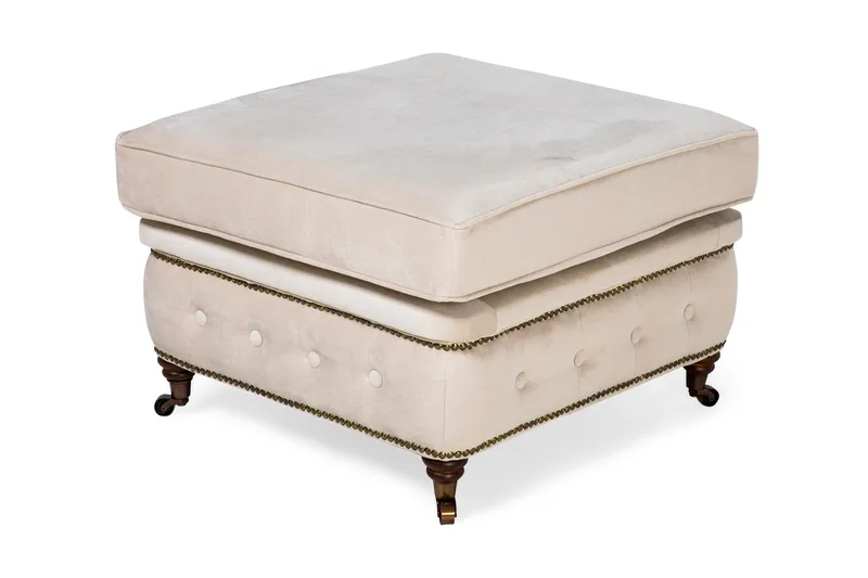 Chesterfield Deluxe Fotpall Sammet - Beige - Möbler - Fåtölj & stolar - Pall & puff - Fotpallar