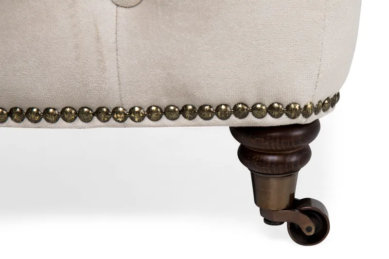 Chesterfield Deluxe Fotpall Sammet - Beige - Möbler - Fåtölj & stolar - Pall & puff - Fotpallar