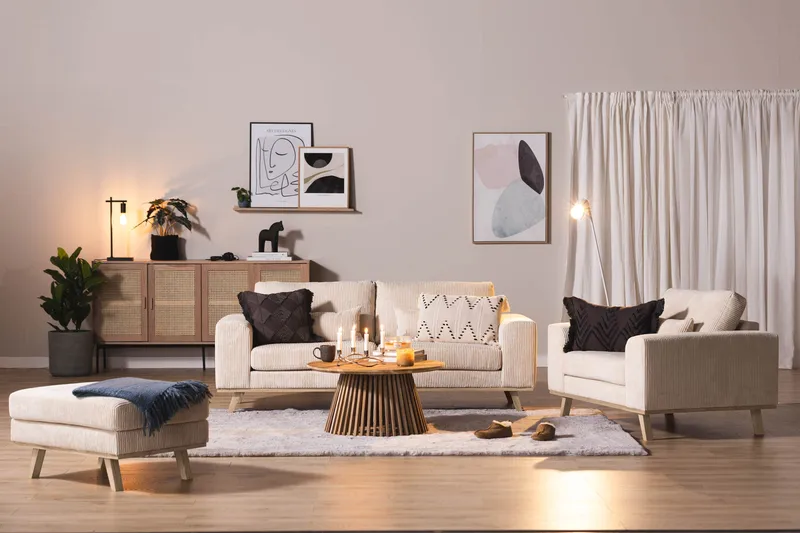 Copenhagen Fotpall Manchester - Beige - Möbler - Fåtölj & stolar - Pall & puff - Fotpallar